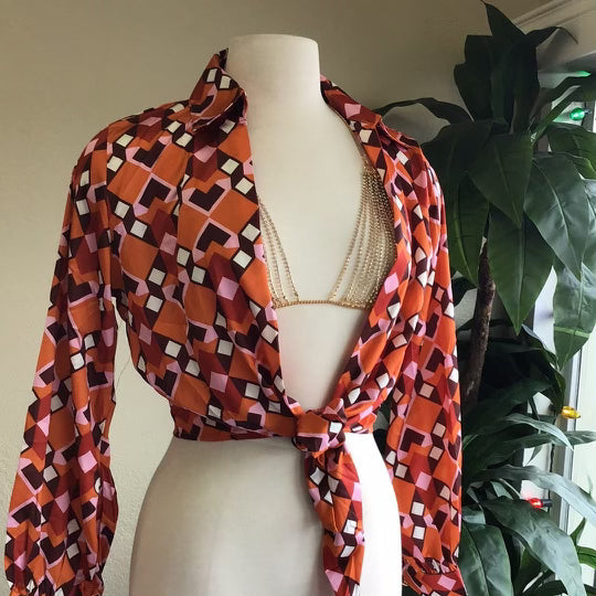 Printed Tye Top W Chain