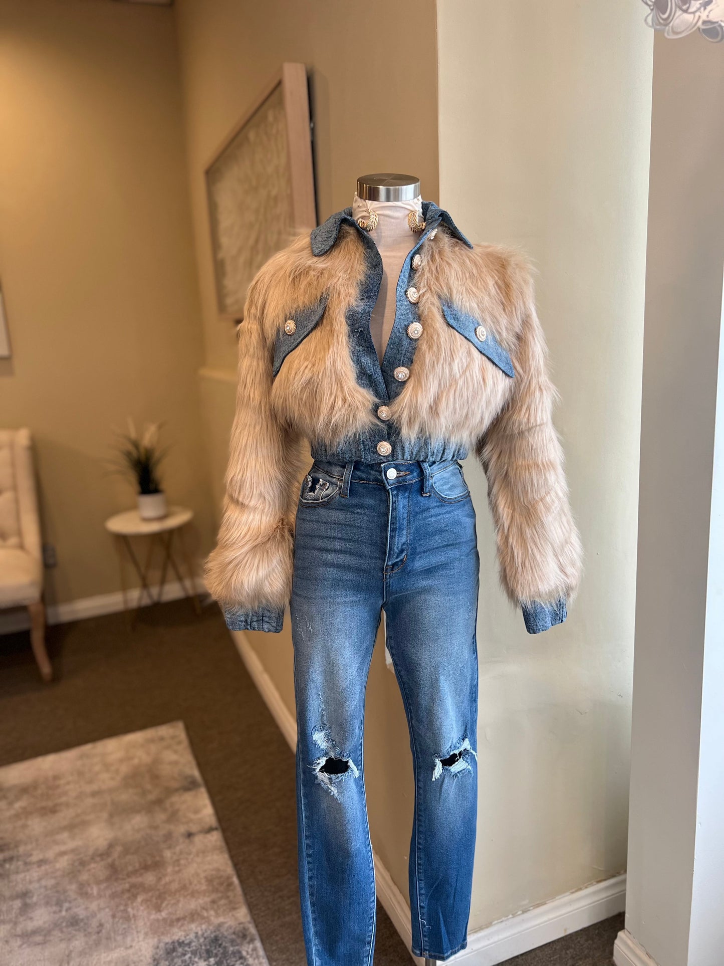Fur Coat W/ Denim