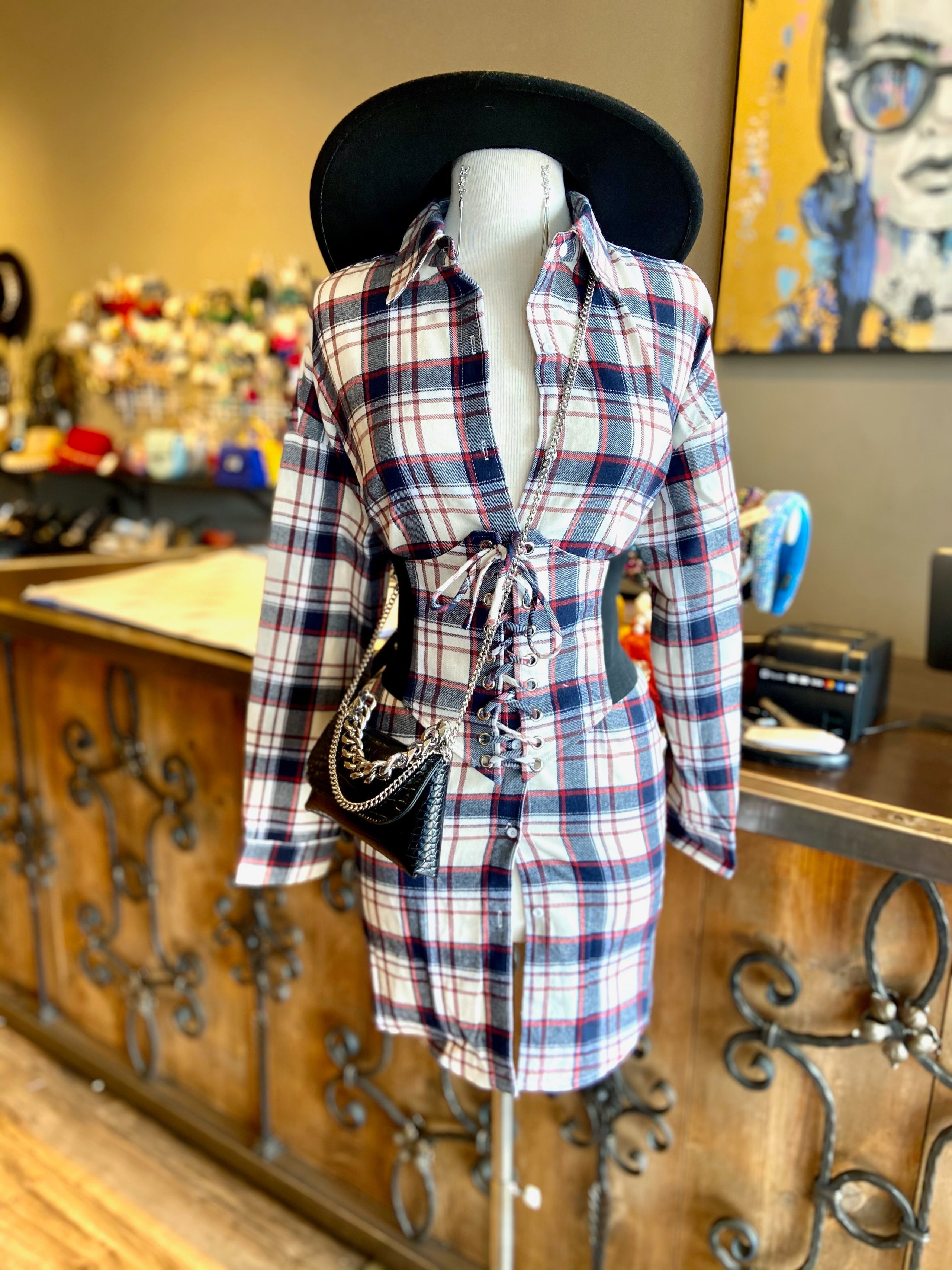 Plaid Flannel Corset Dress Sabrak Boutique Plaid Flannel Corset Dress Sabrak Boutique