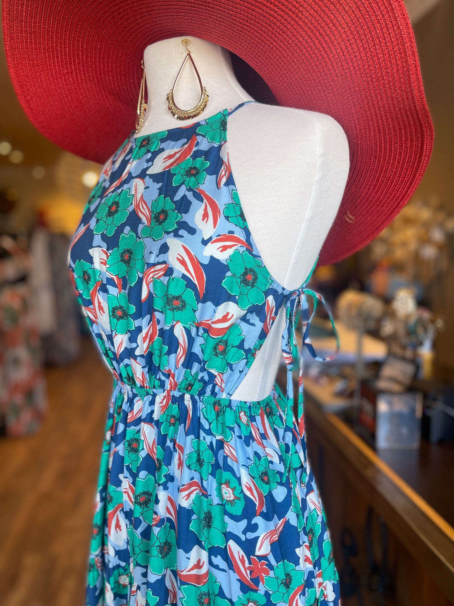 Sleeveless Tie Side Top Elastic Maxi Dress