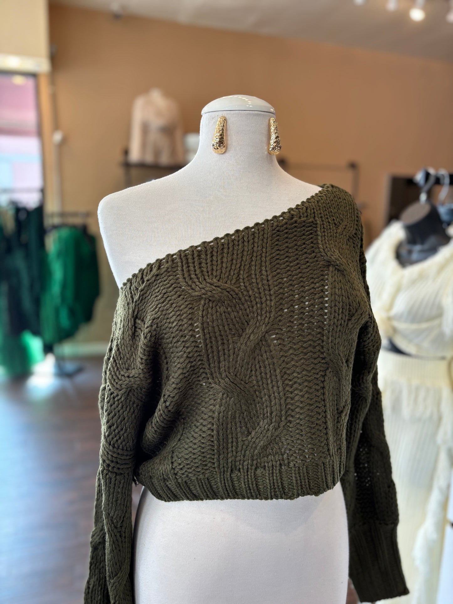 Cable Knit Crop Sweater