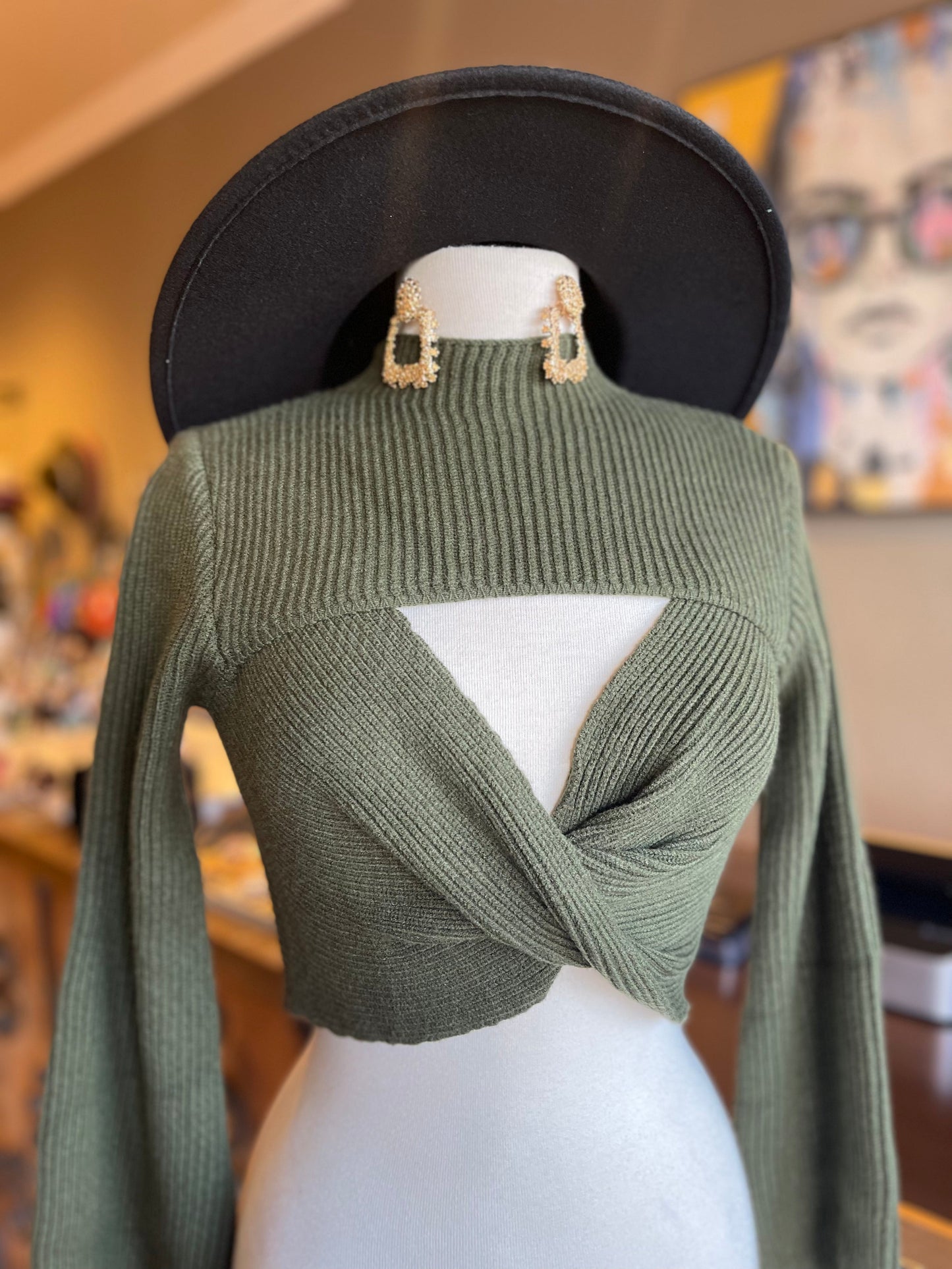 Mock Neck Long Sleeve Sweater Top