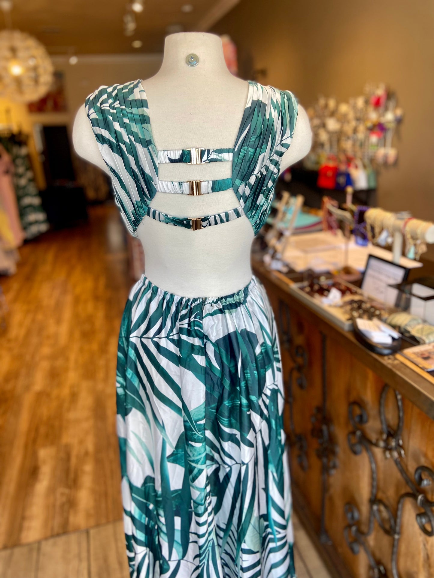 Leafy Bodysuit Wrap Dress FINAL SALE