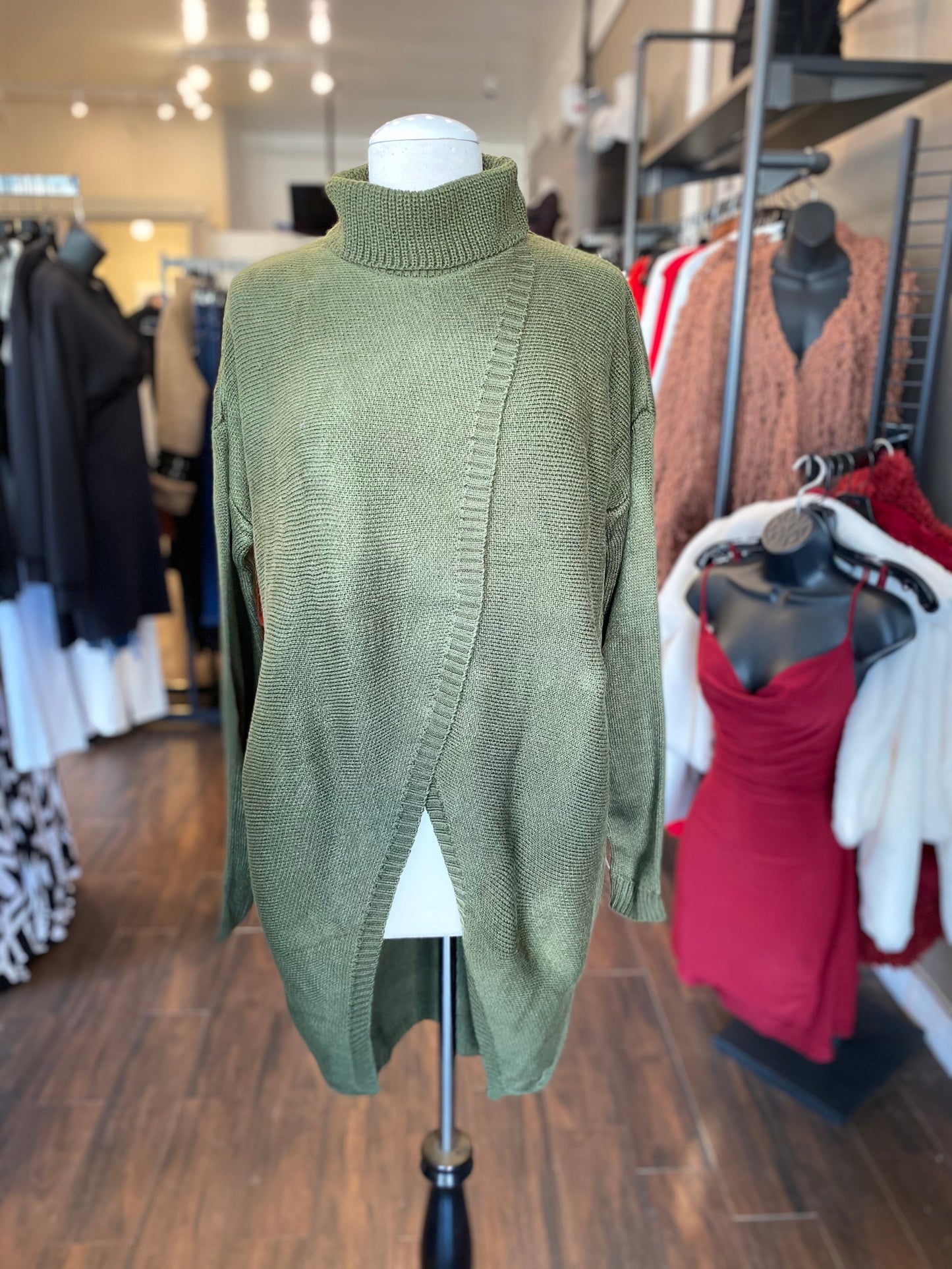 Turtle Neck Overlap Sweater