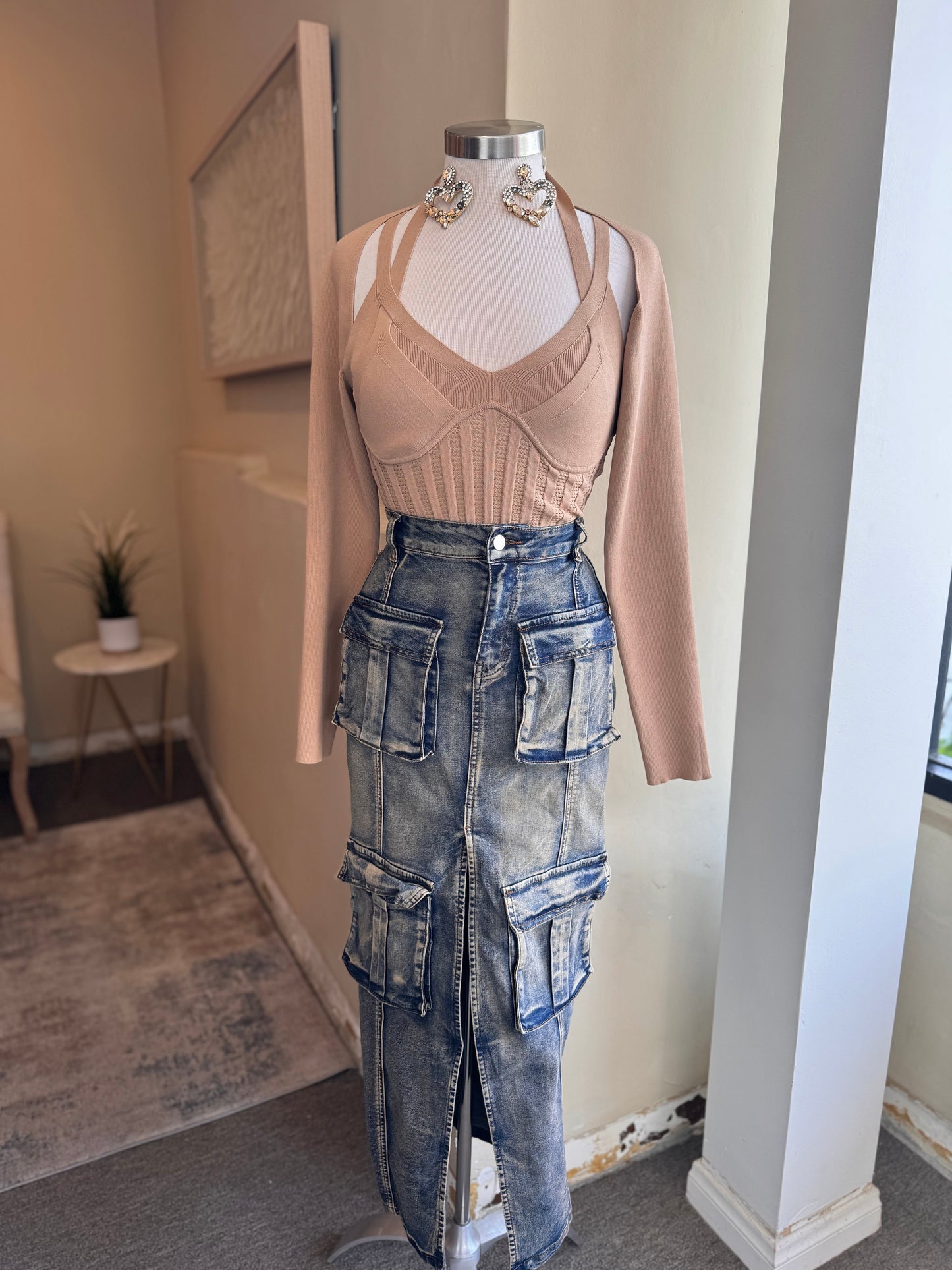 Long Sleeve Corset Top Set