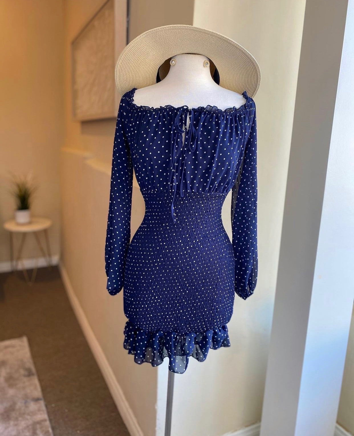 O/S Polka Dot Scrunge Dress