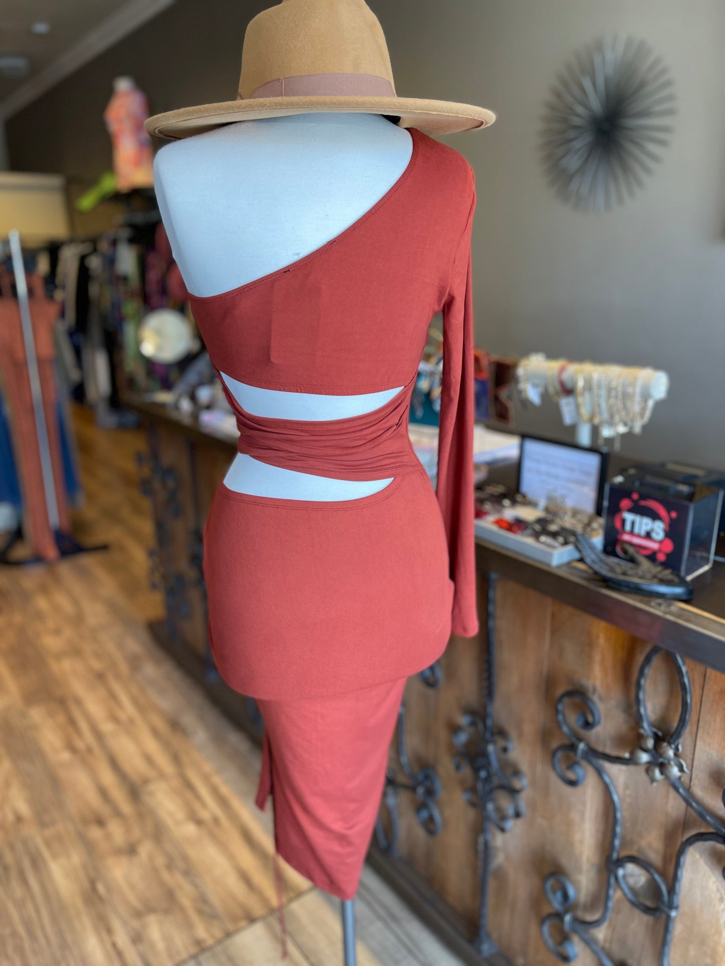 One Sleeve Scrunge Dress