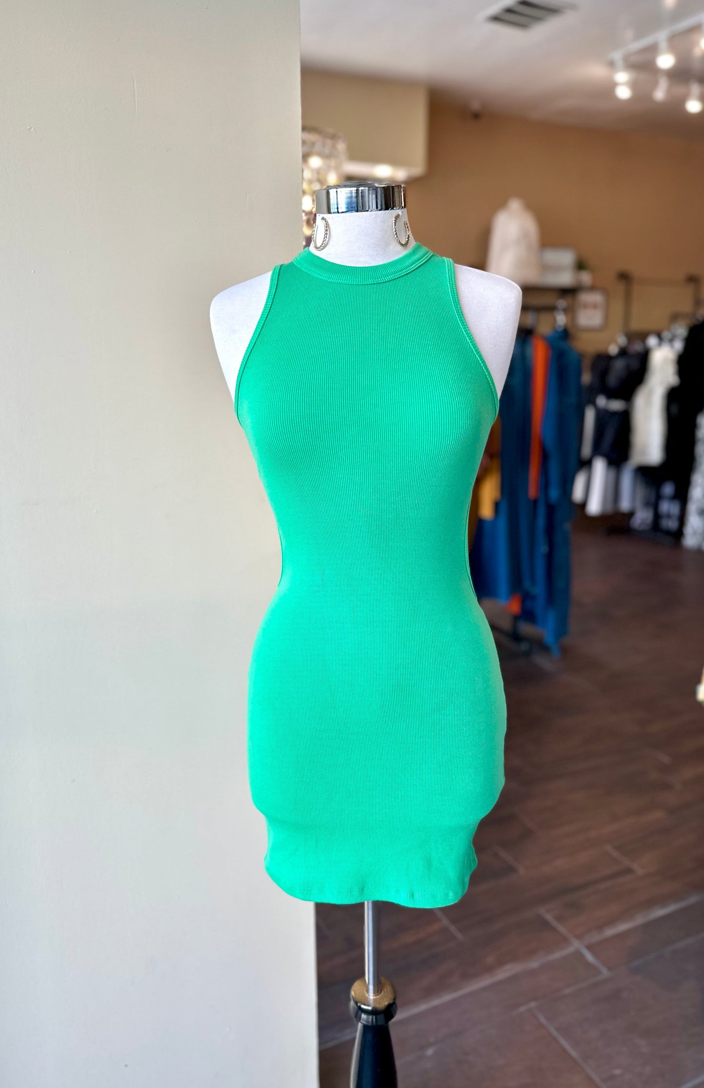 Cut Out Back Rib Dress