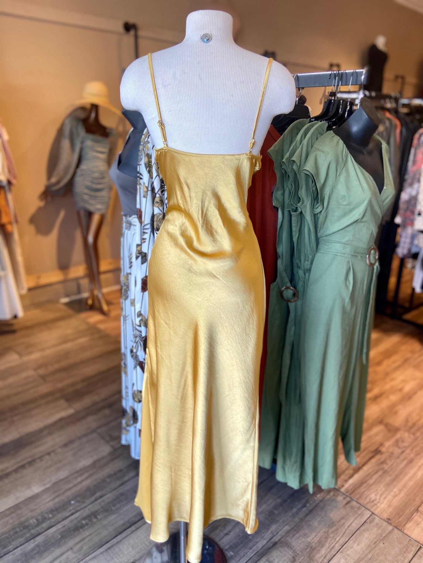 Long Satin Slip Slit Dress