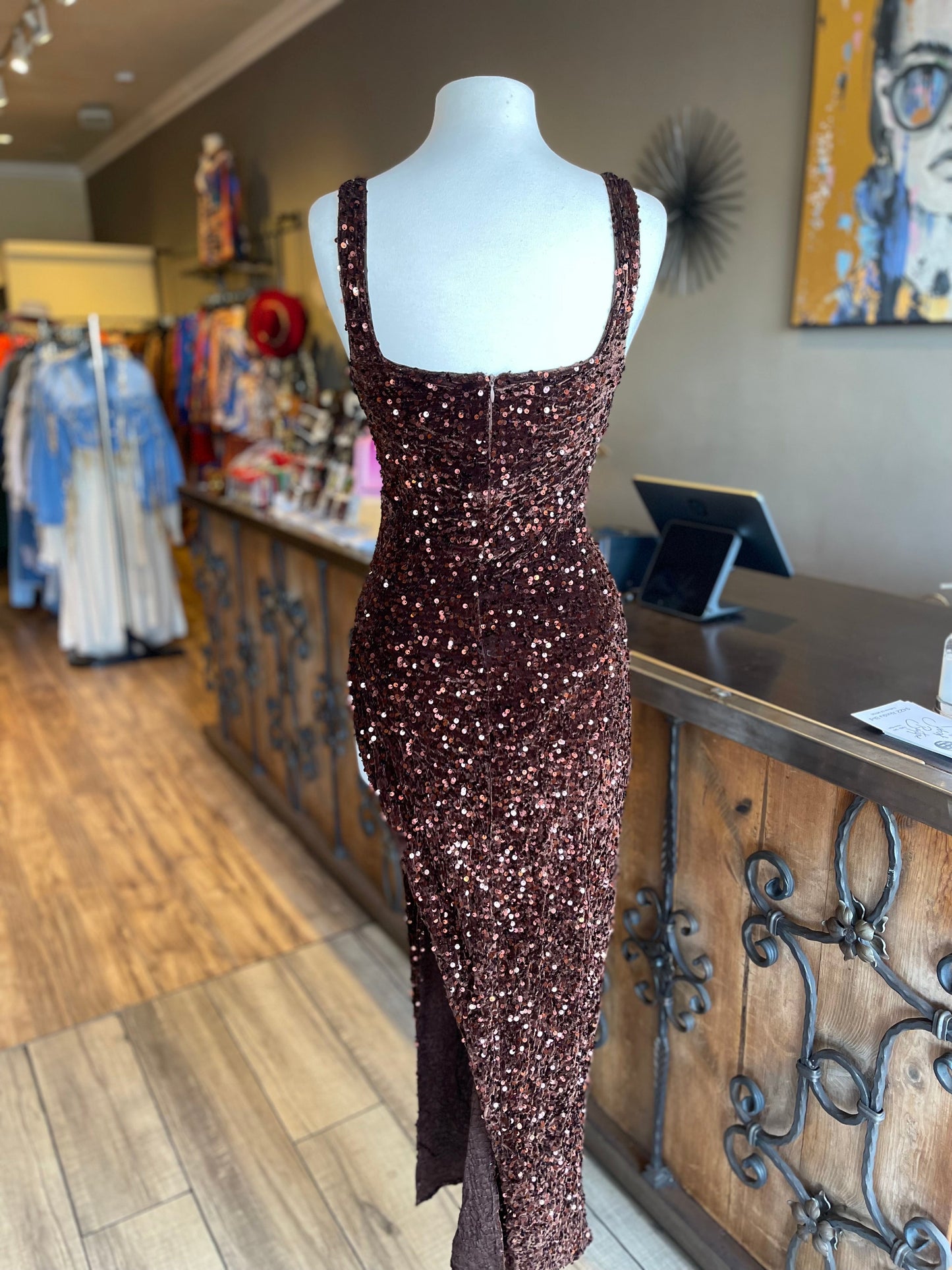 Maxi Sequin Slit Dress