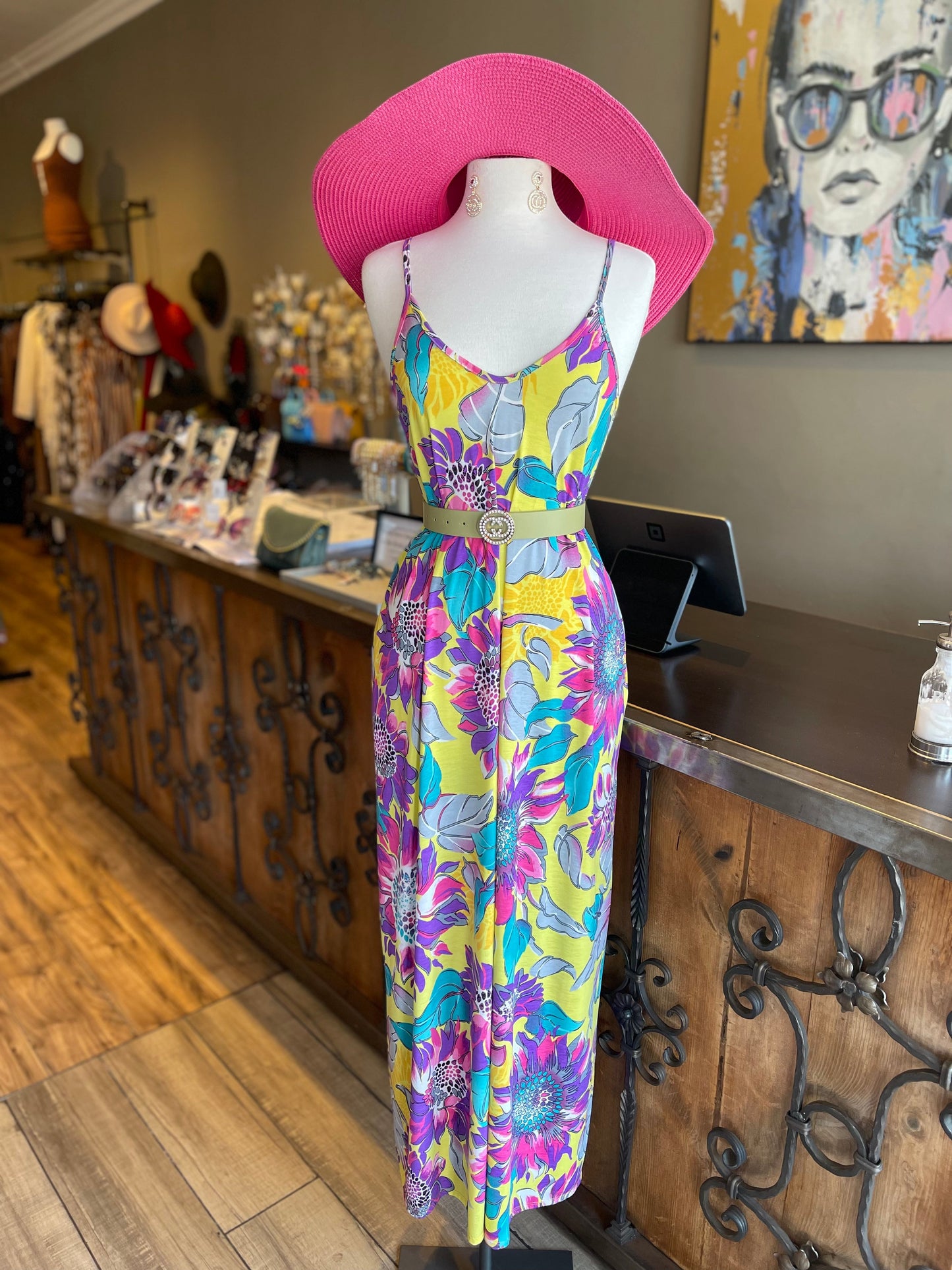 Flower Print Strap Shoulder Dress