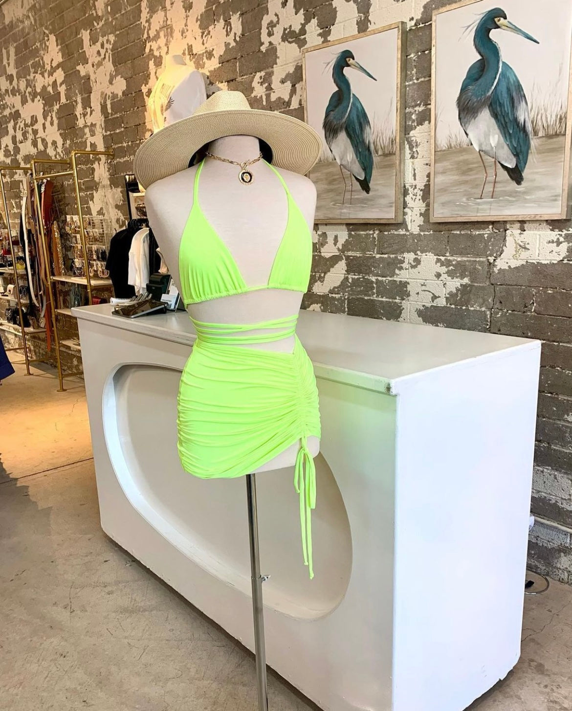 Halter Bikini Ruched Skirt Set FINAL SALE