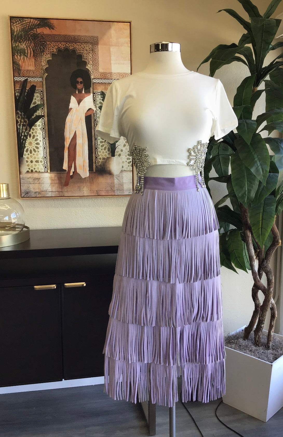 Leather Fringe Skirt