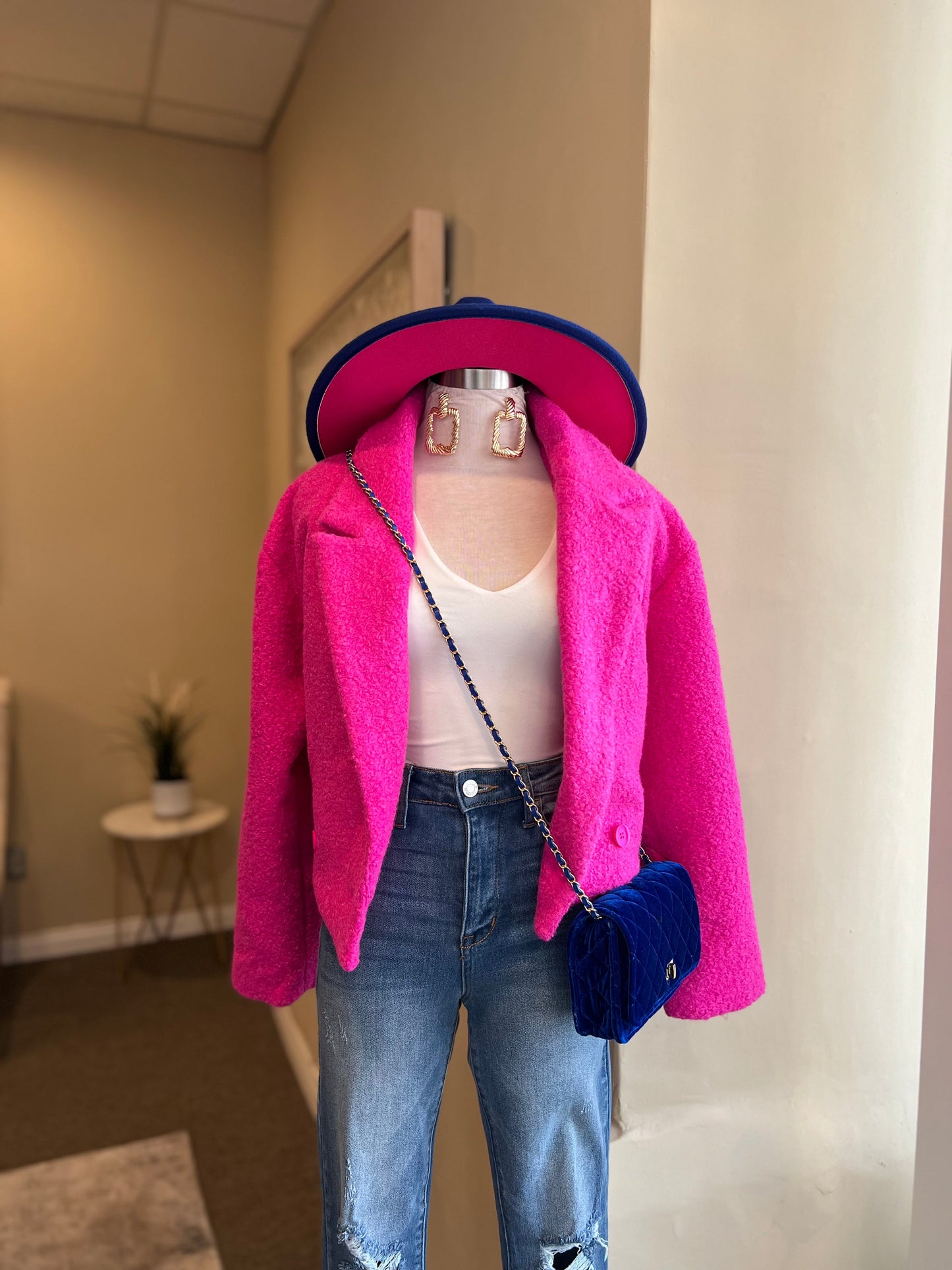 Crop Texture Wool Jacket