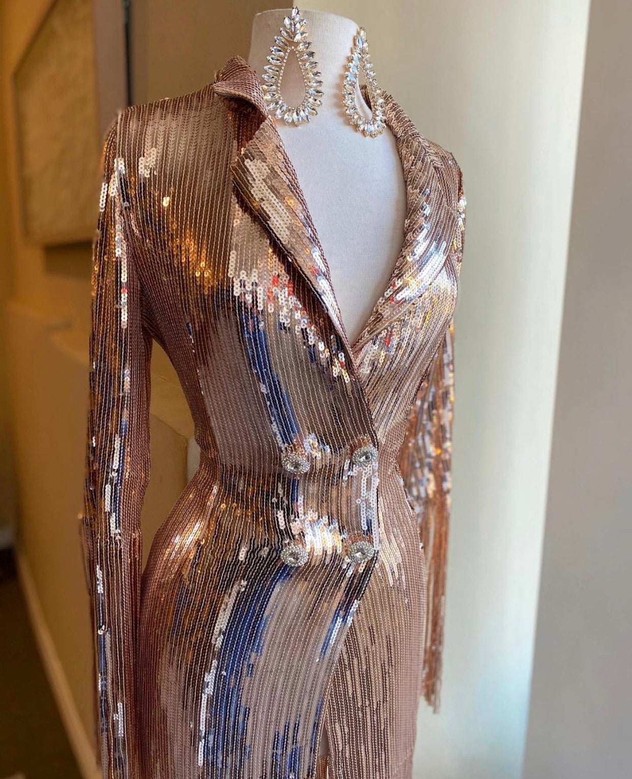 Shingle Sparkle Button Blazer Dress