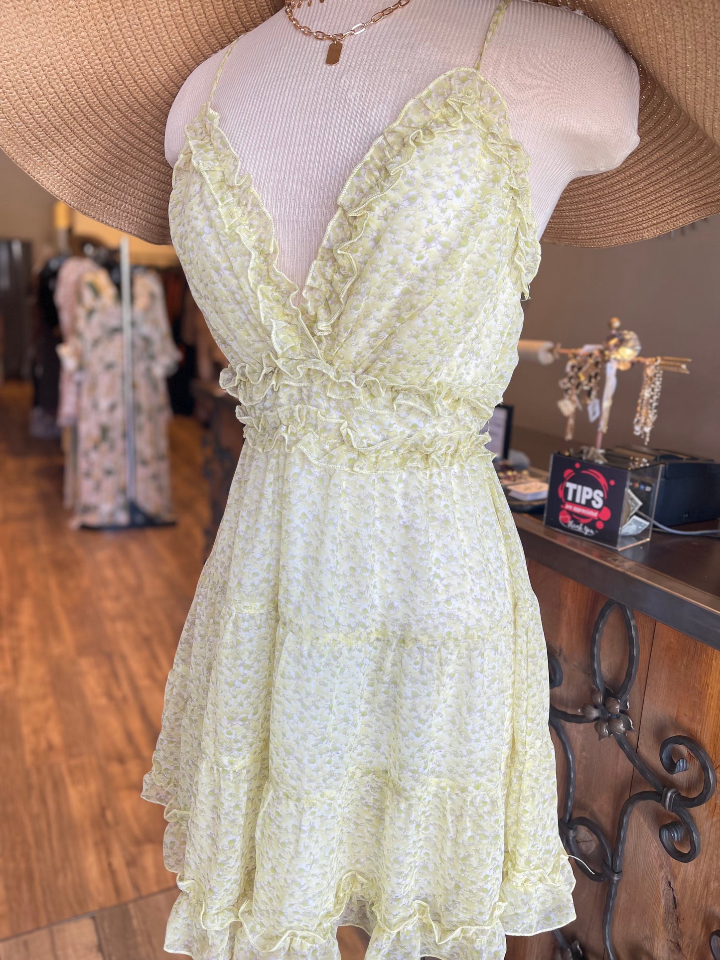 Thin Strap Floral Mini Dress