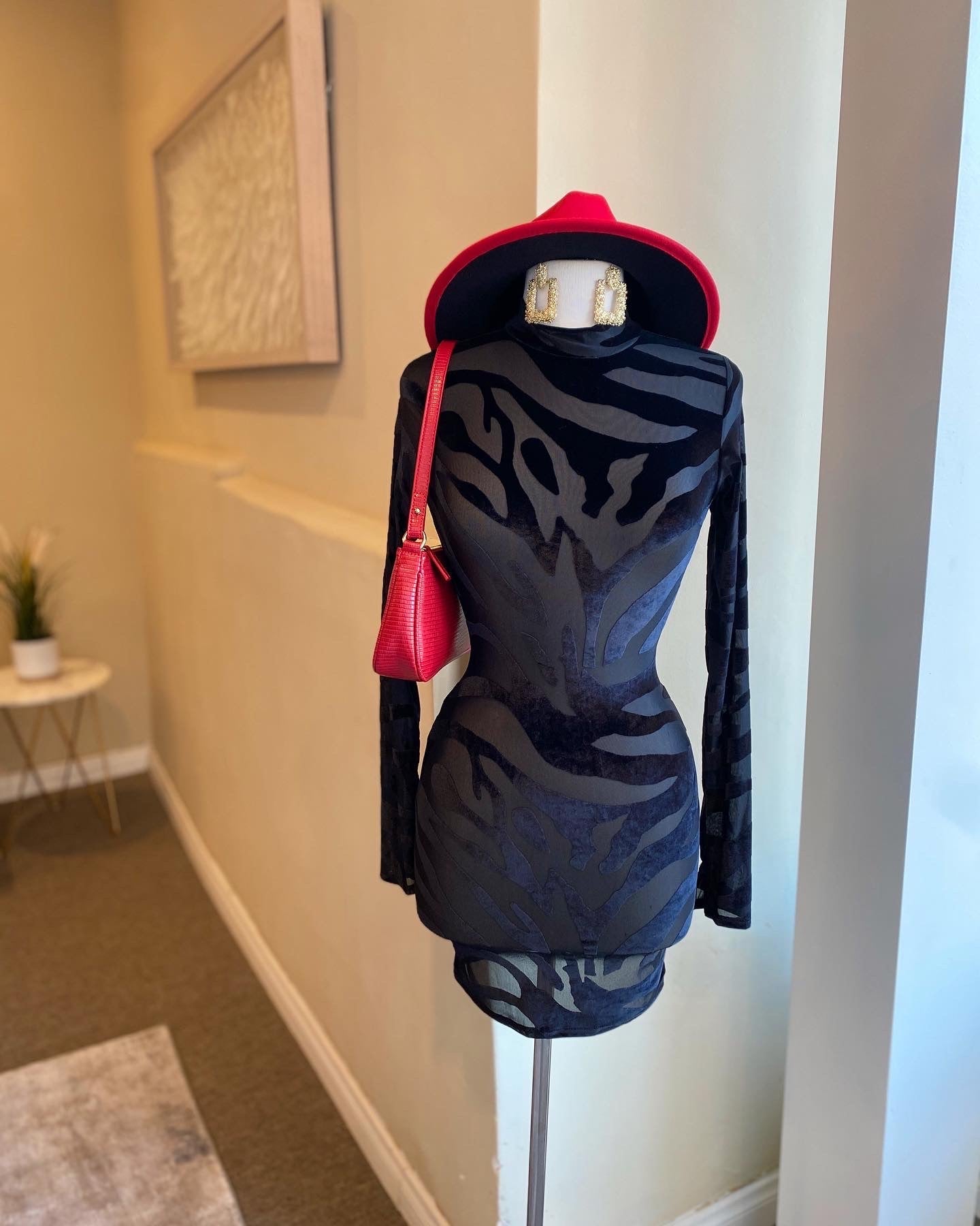 Long Sleeve Zebra Print Dress