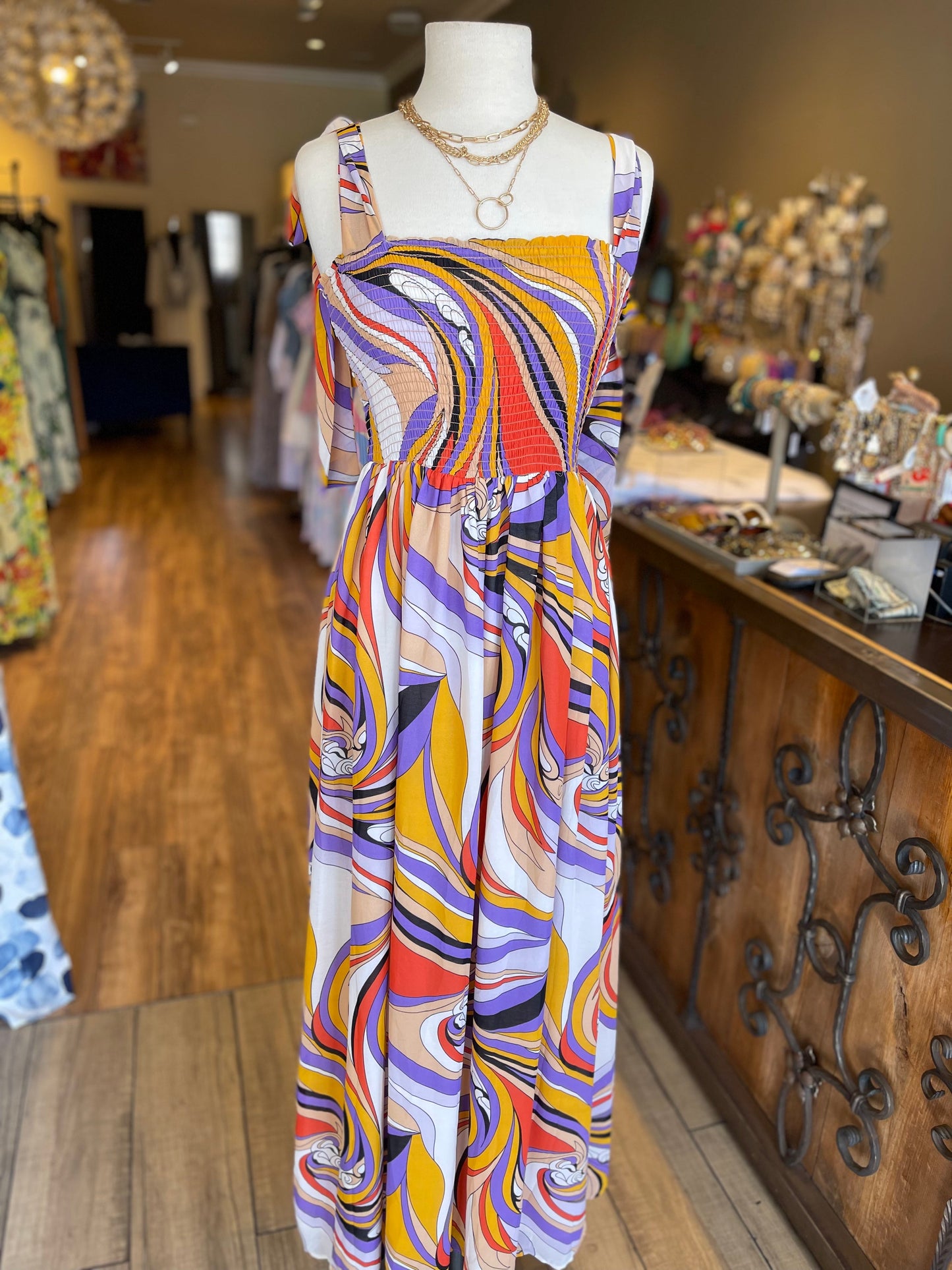 Strap Tie Shoulder Long Dress FINAL SALE
