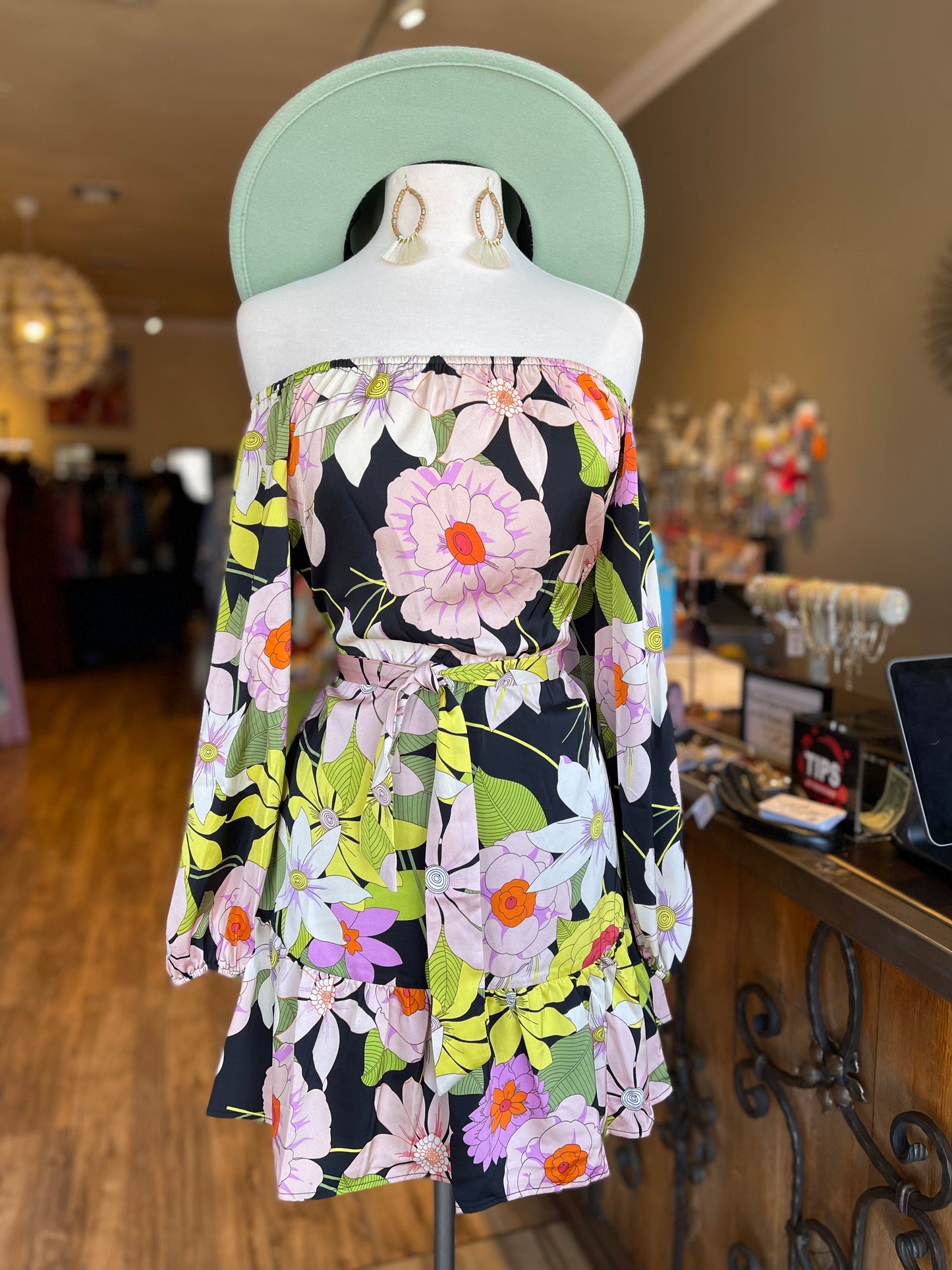O/S Long Sleeve Belted Mini Dress FINAL SALE