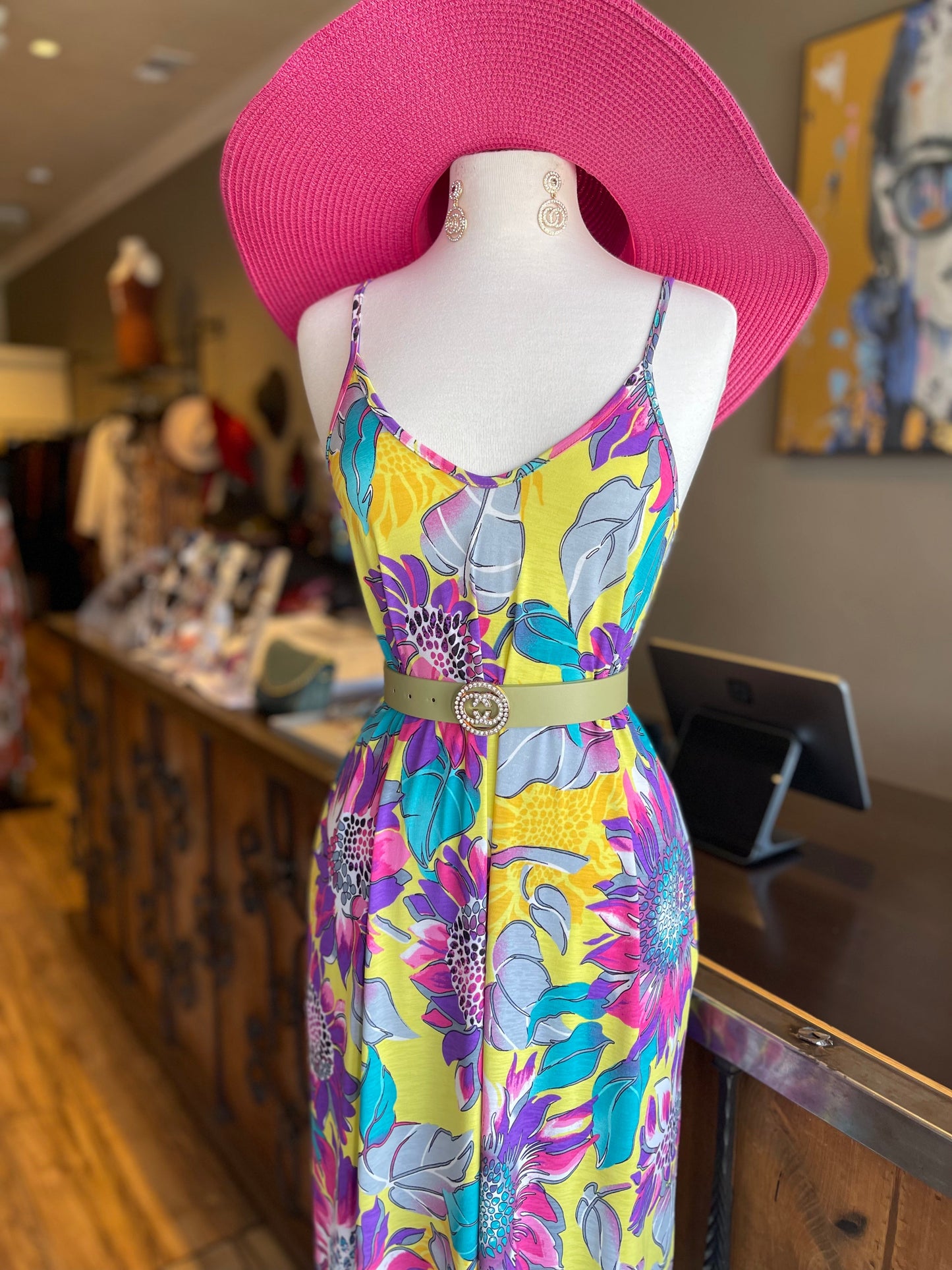 Flower Print Strap Shoulder Dress