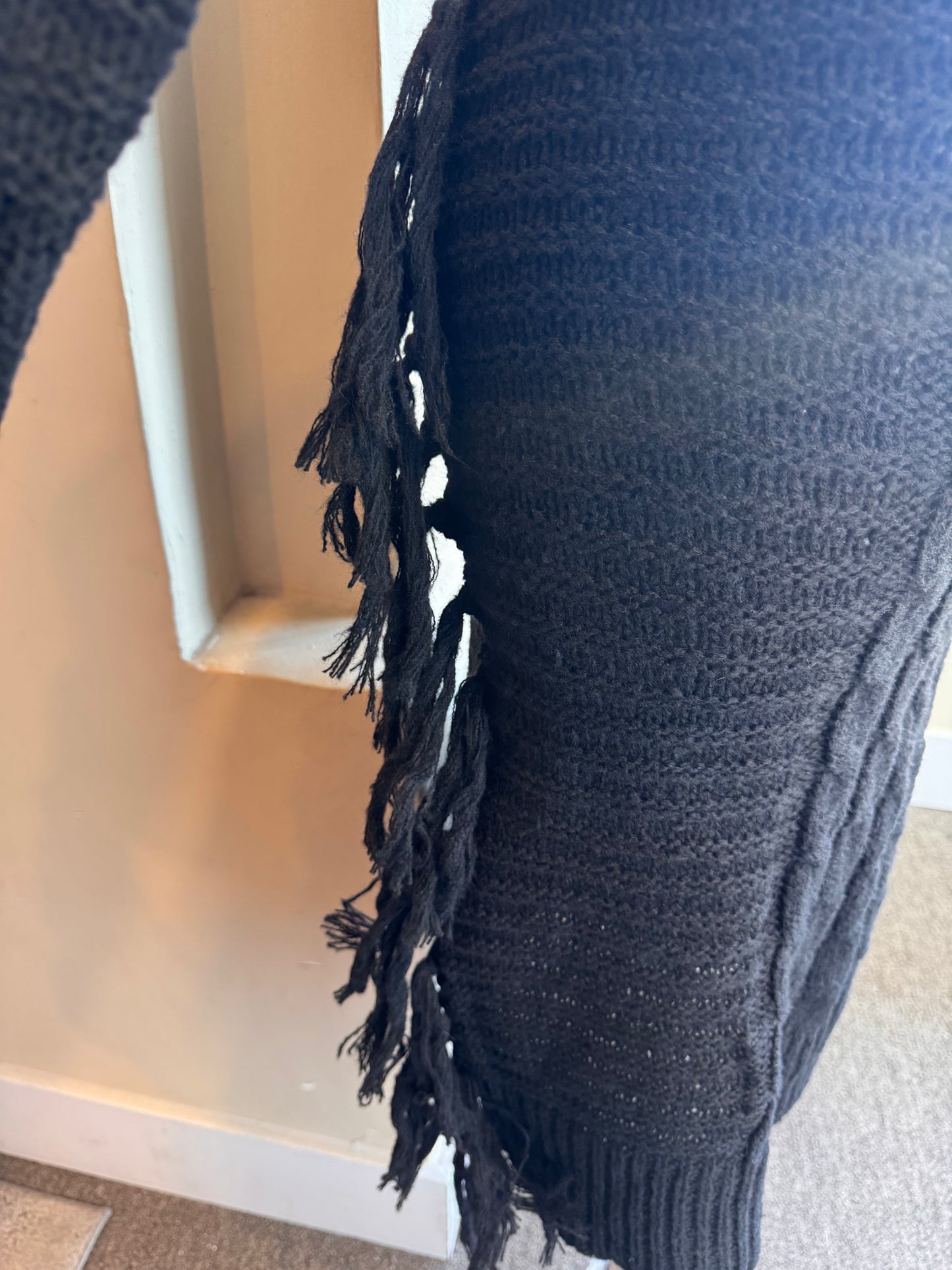 Fringe Trim Long Sleeve Dress