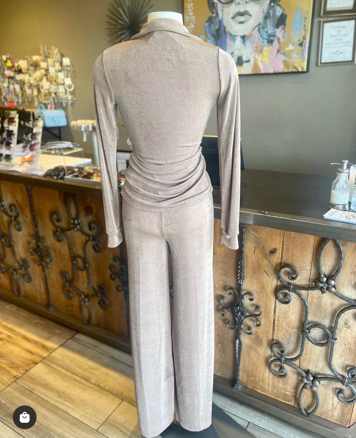 Long Sleeve Tie Front Pants Set