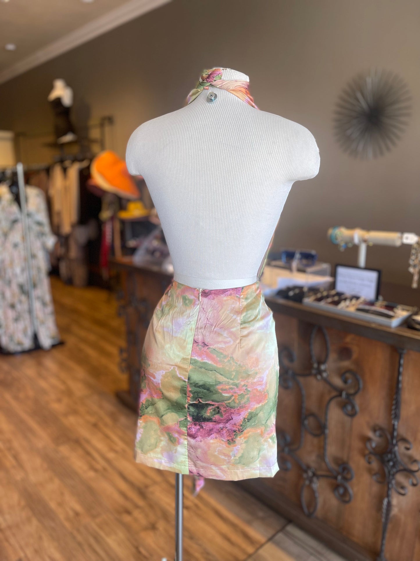 Cowl Halter Neck Backless Ruffle Mini