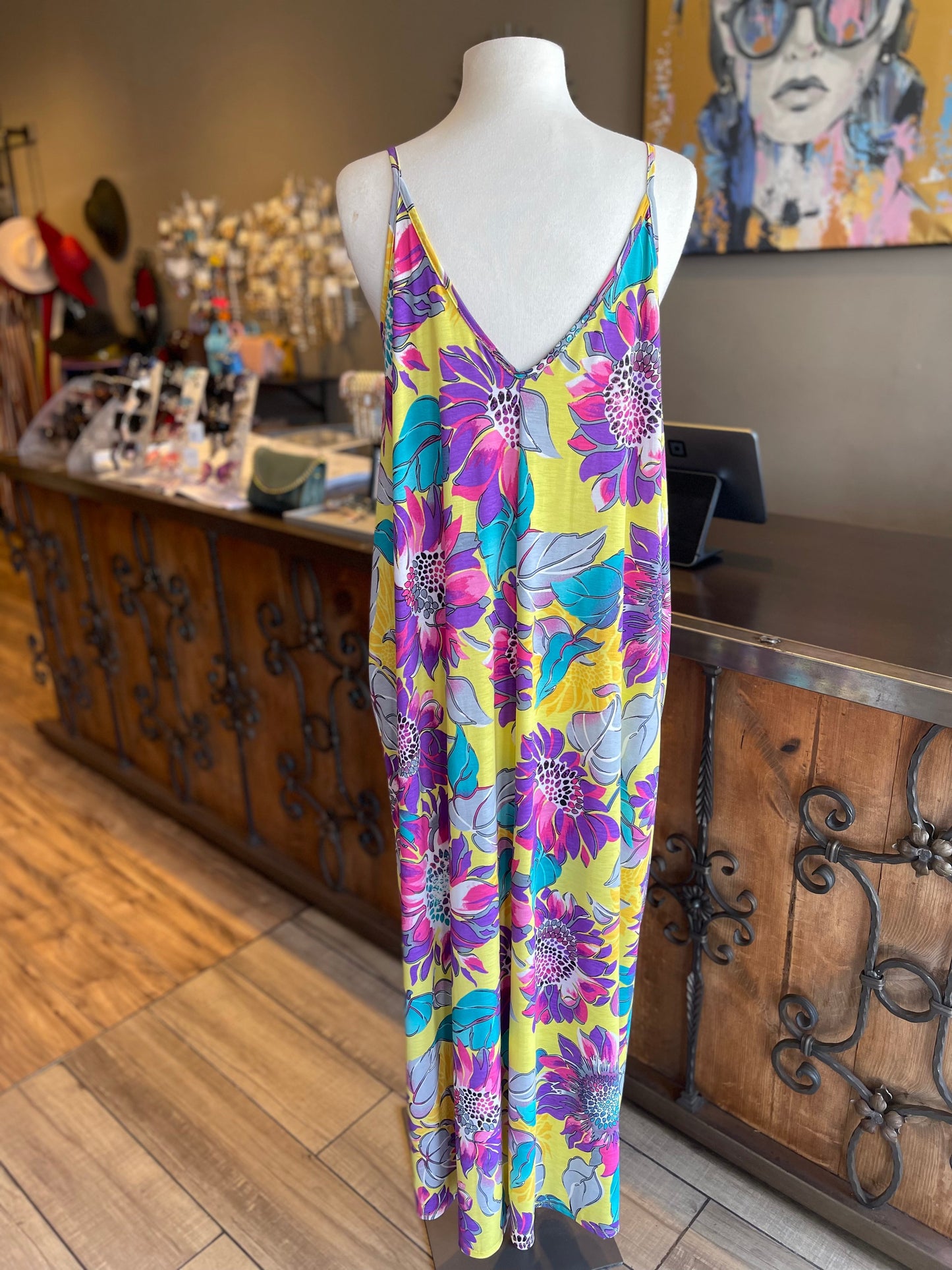 Flower Print Strap Shoulder Dress