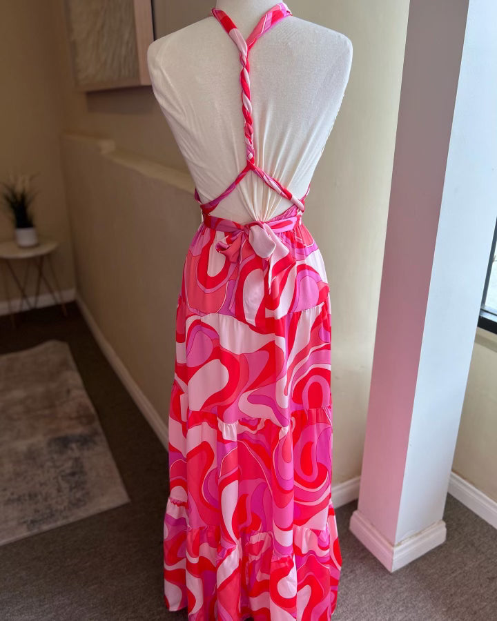 Halter Strap Tiered Maxi Dress