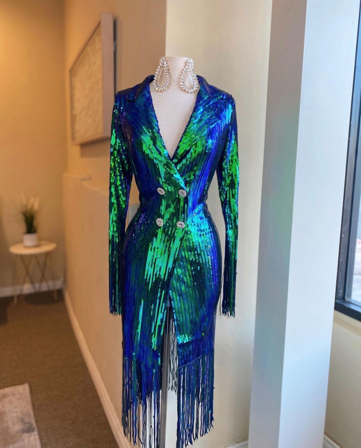 Shingle Sparkle Button Blazer Dress