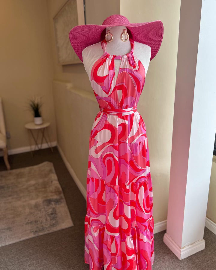 Halter Strap Tiered Maxi Dress