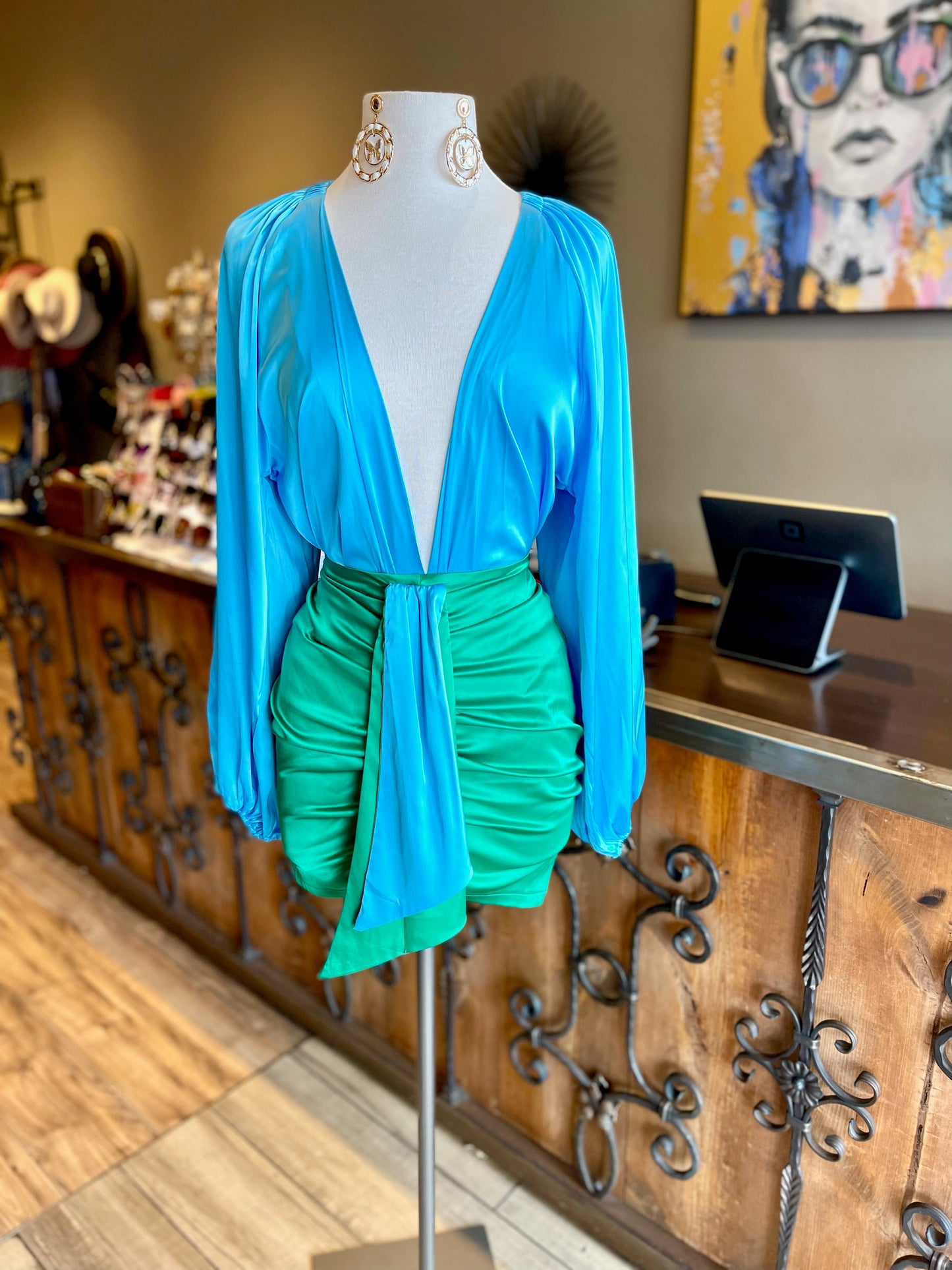 Long Sleeve Bodysuit Skirt Set