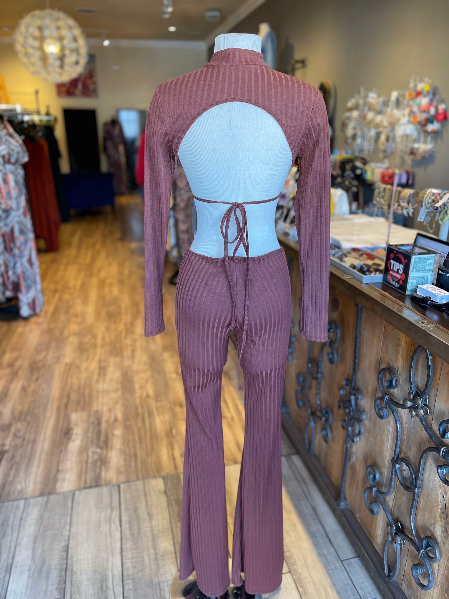 Long Sleeve Cut Out O Ring Jumpsuit