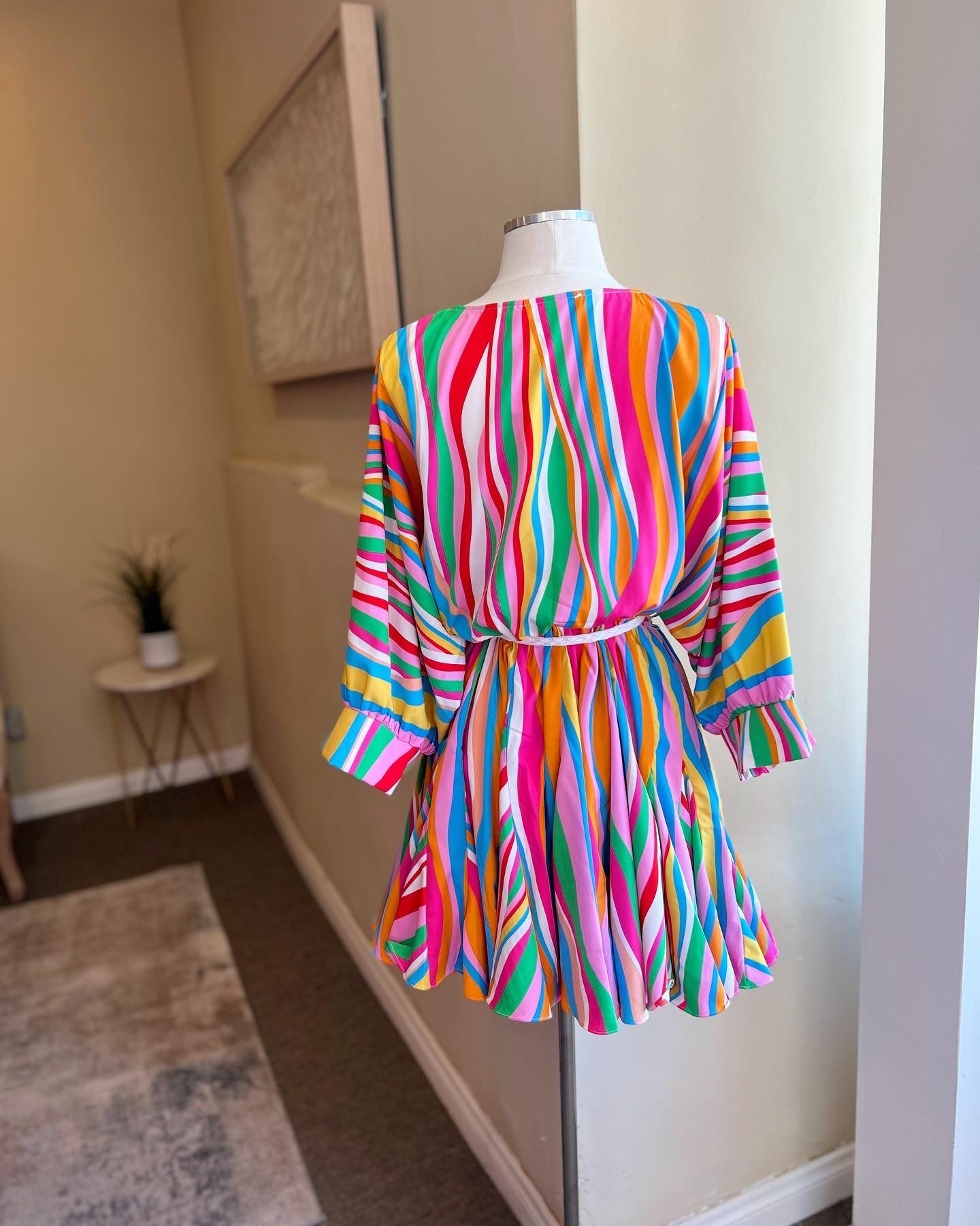 Dolman Braid Belted Mini Dress