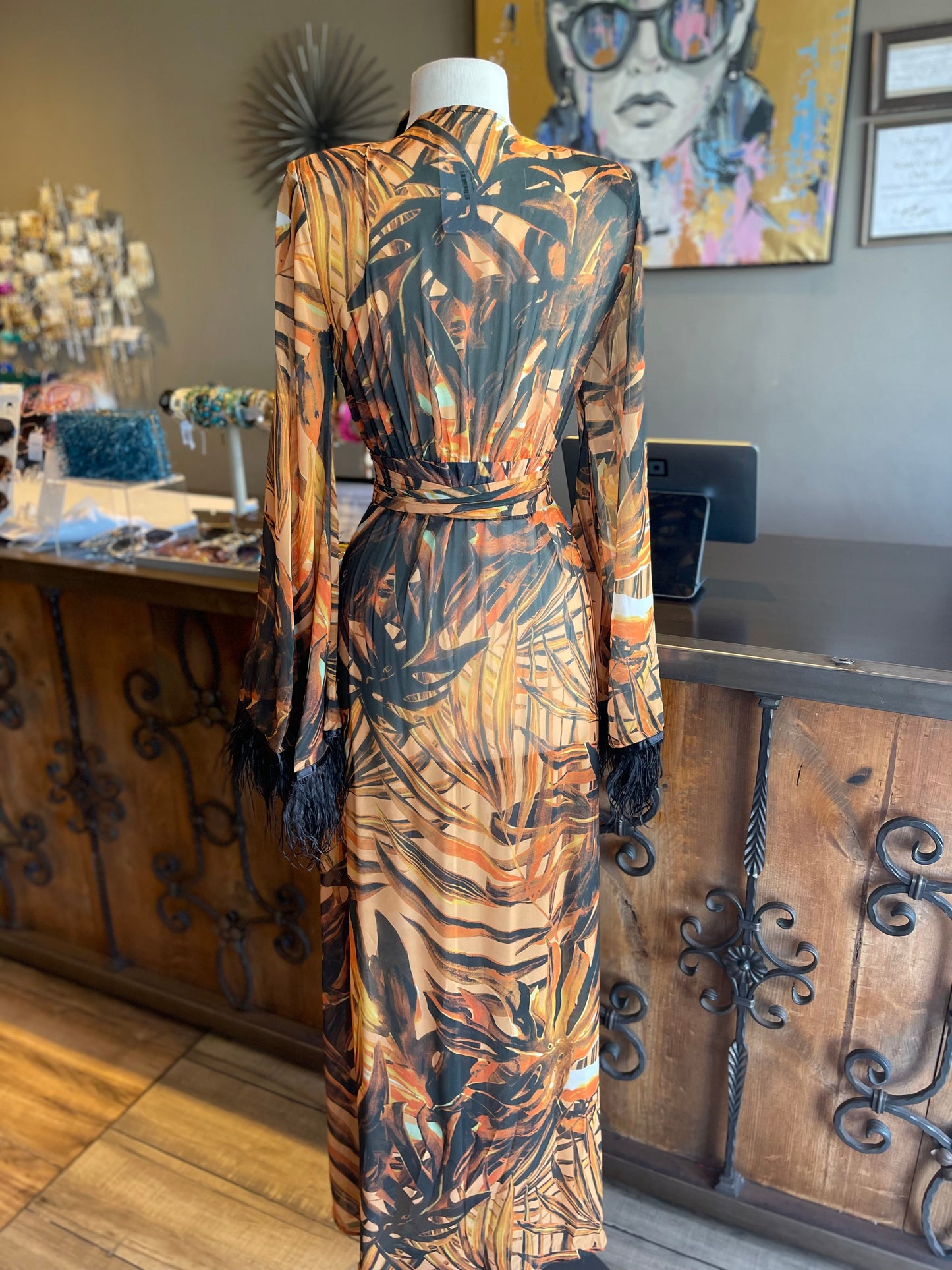 Palm Fringe Wrap Maxi