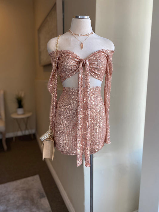 O/S Rose Gold Skirt Set FINAL SALE
