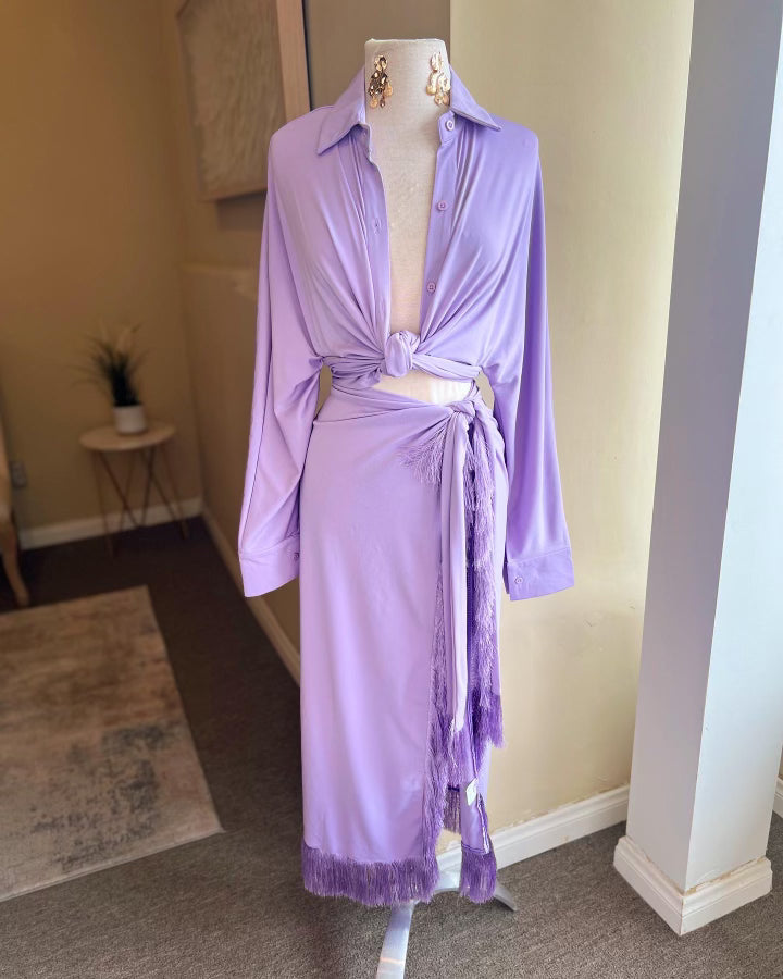 Shaggy Fringe Long Sleeve Set