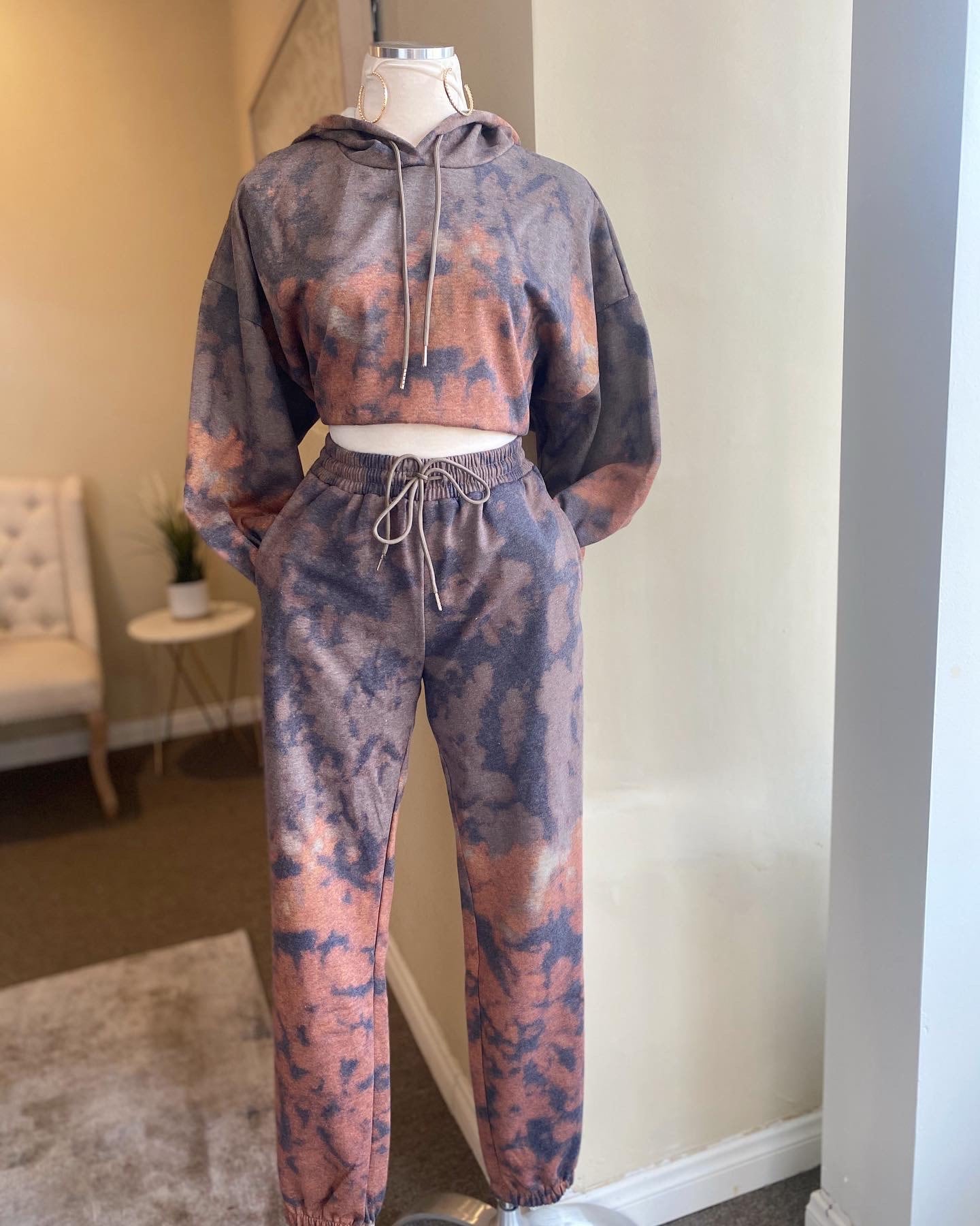 Brown Tie Dye Jogger Set