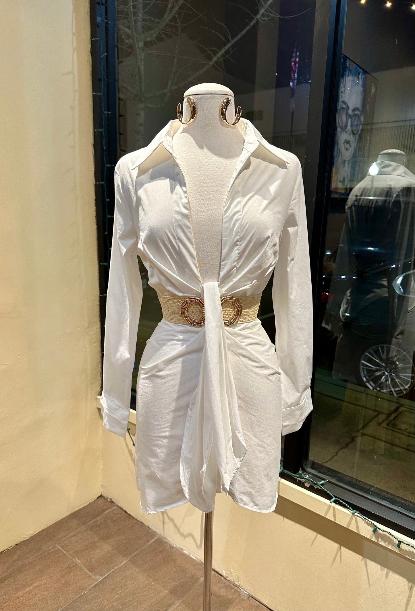 Poplin Ruched Waist Dress