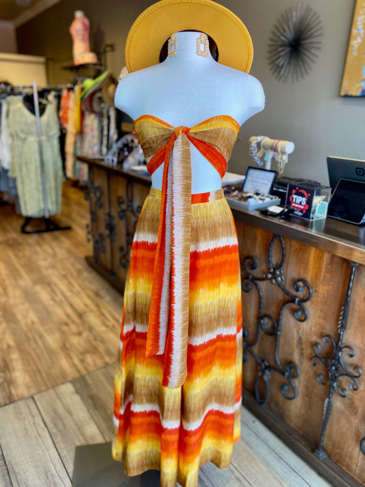 Tie Front Top Wide Pants Set