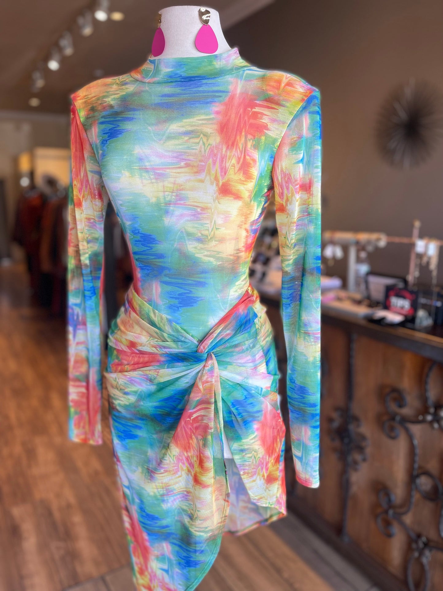 Mock Neck Bodysuit W Wrap Skirt