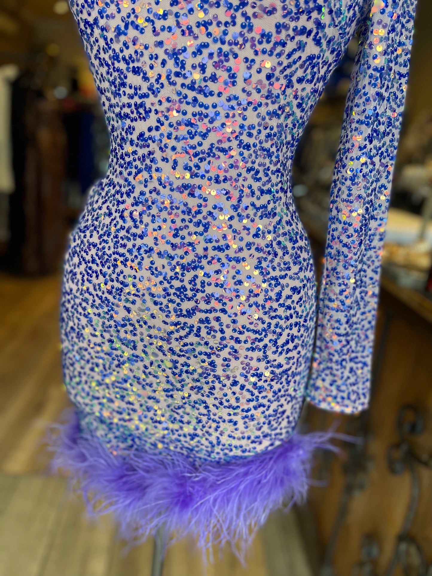 Feather Bottom 1 Shoulder Dress