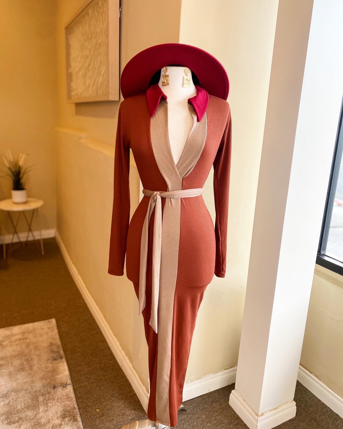 Collar Long Sleeve Dress W Tye FINAL SALE