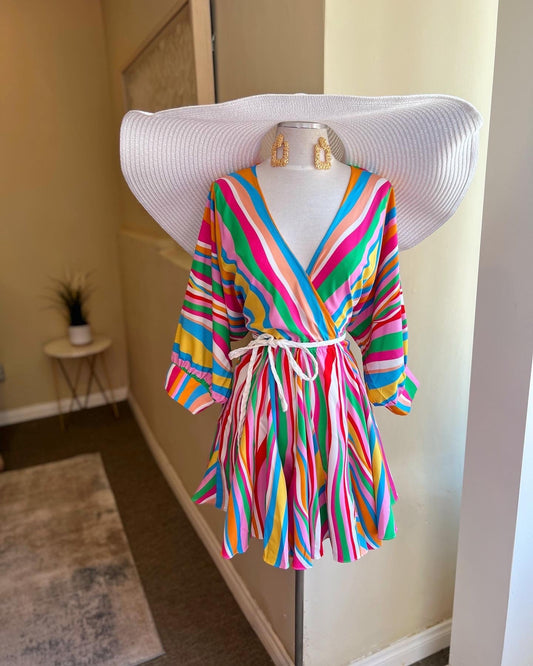 Dolman Braid Belted Mini Dress