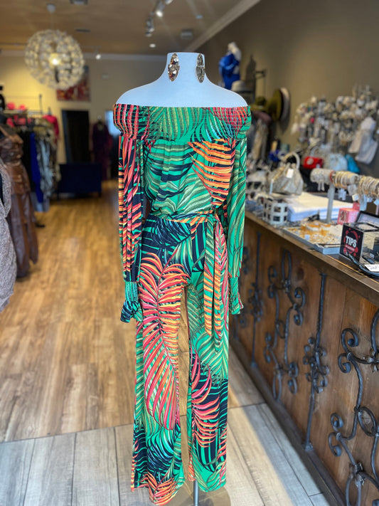 Venechia Print Off Shoulder Jumpsuit