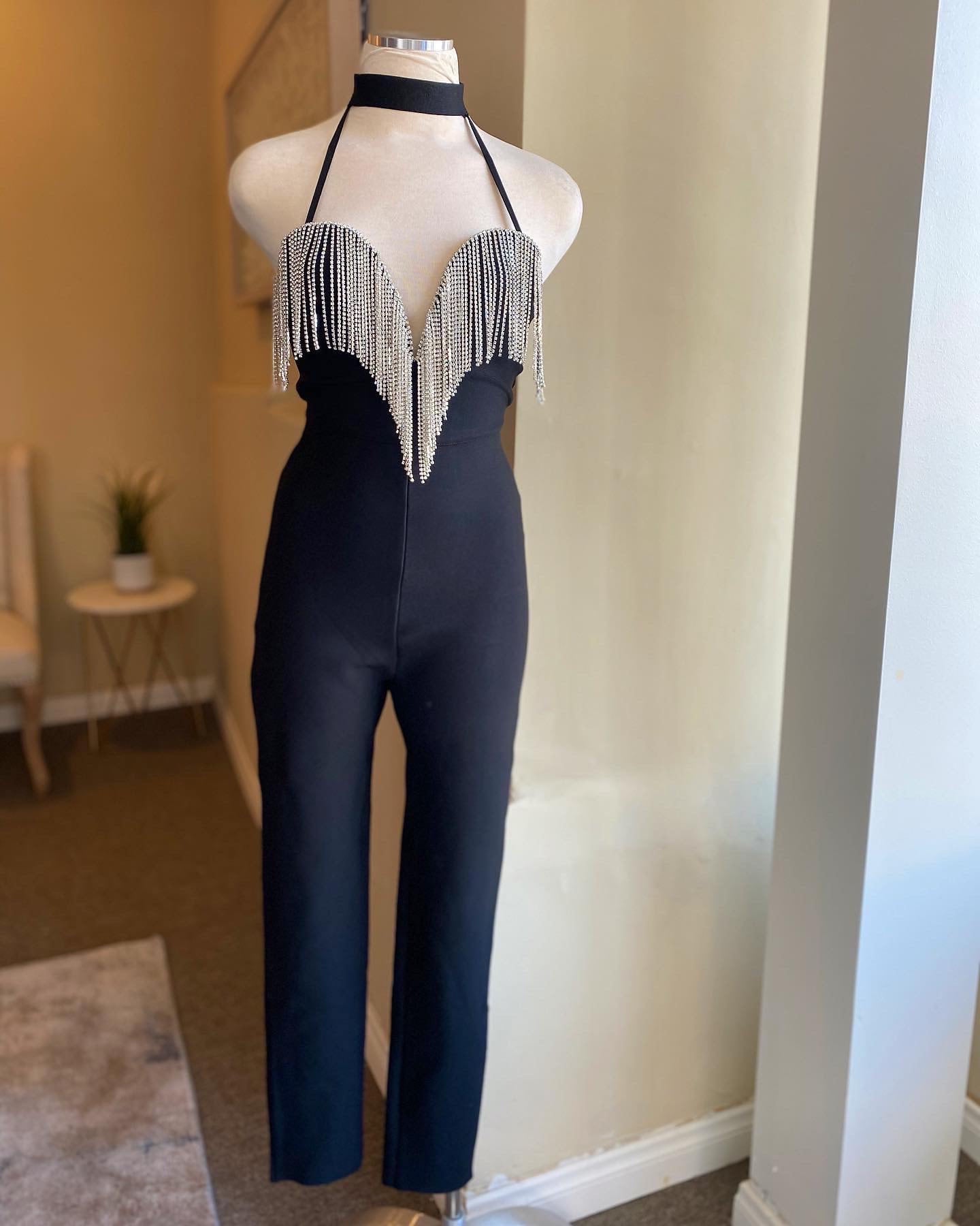 Rhinestone Vcut Bandage Jumper