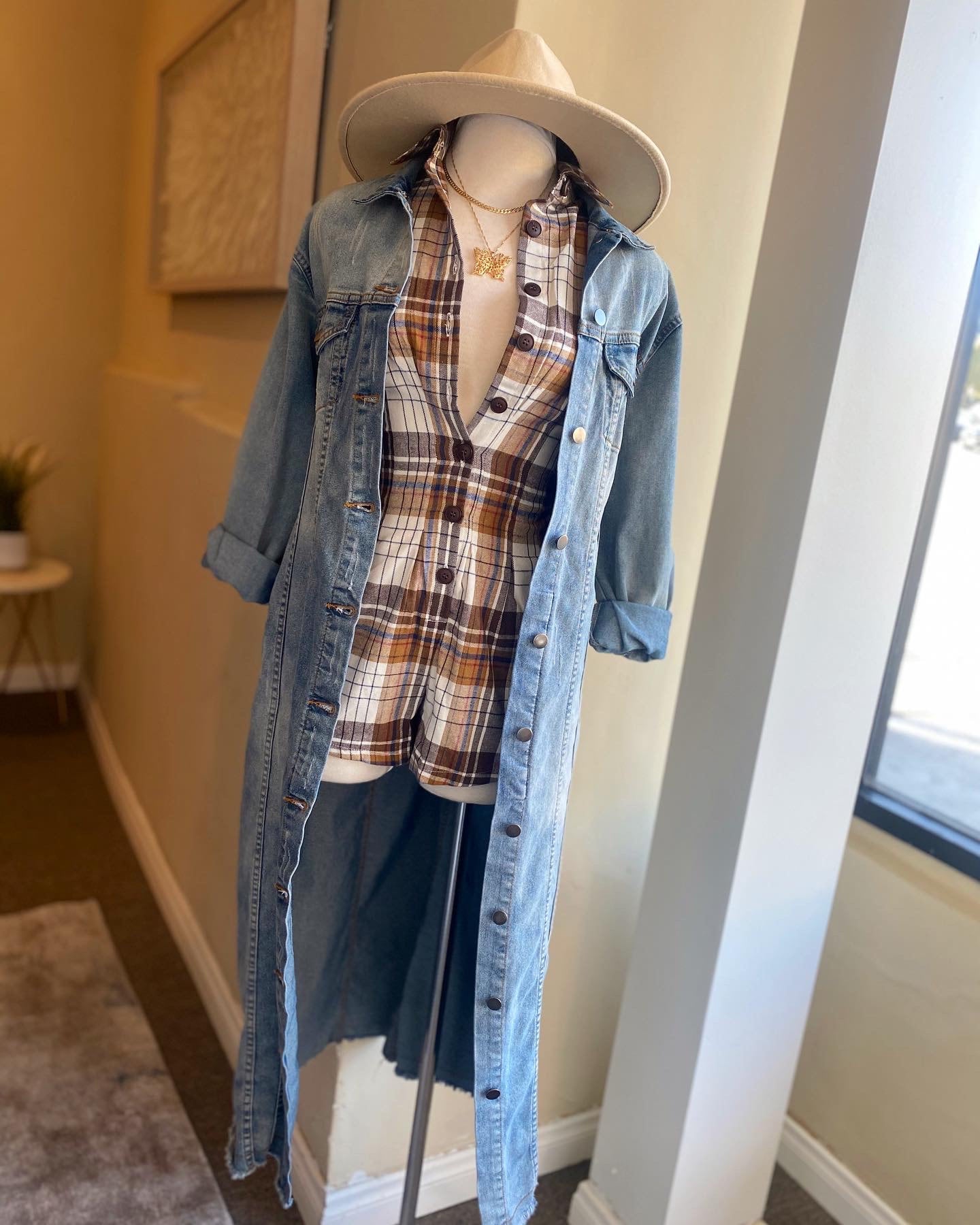 Button Down Plaid Romper