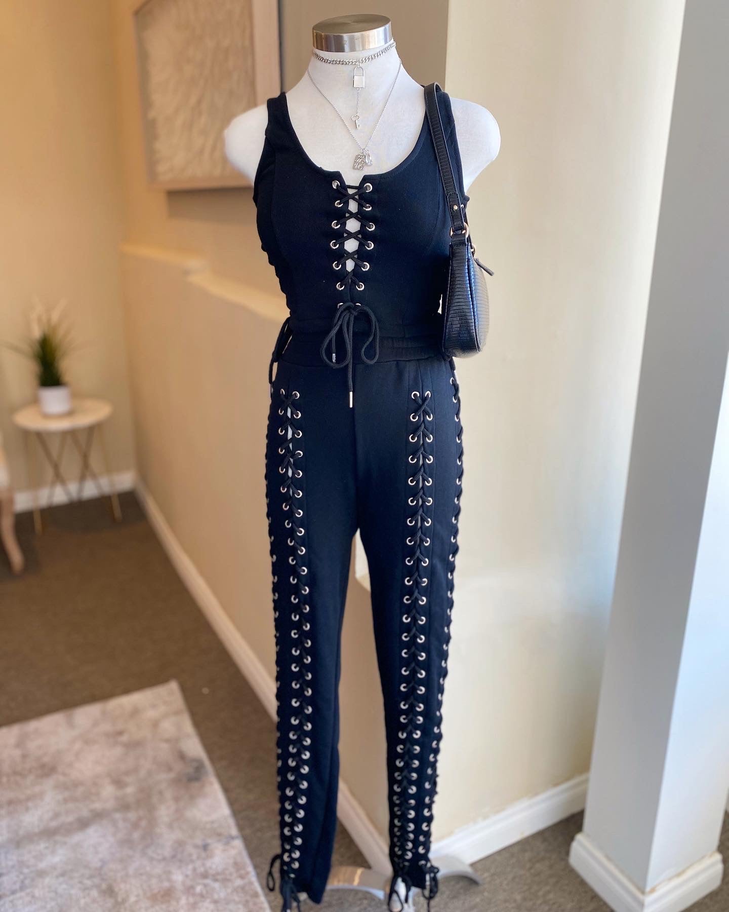 Lace Up Pants Set