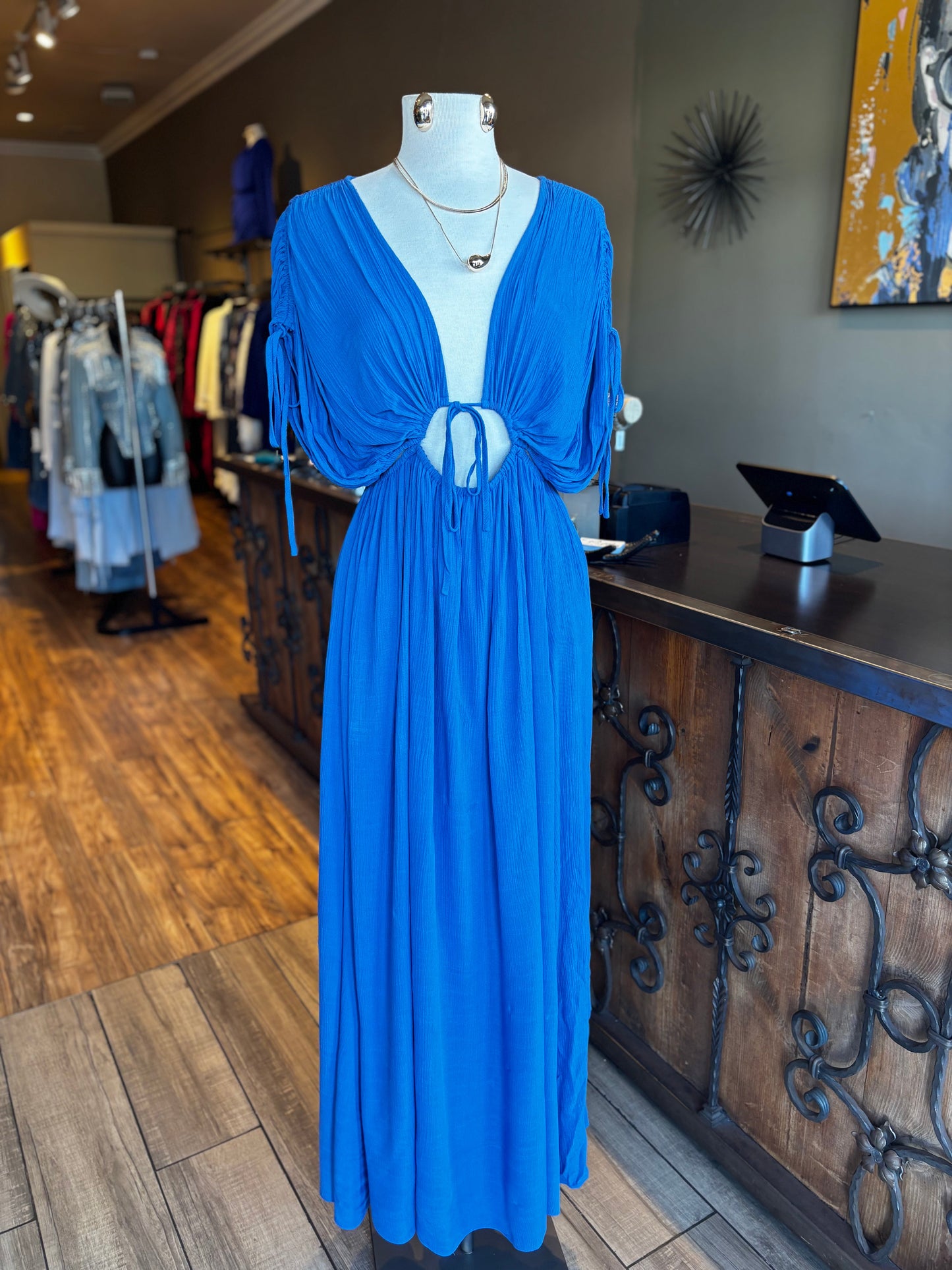 Ruched Cutout Detail Maxi Dress