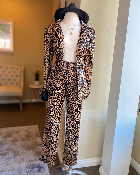 Animal Print Pants Suit